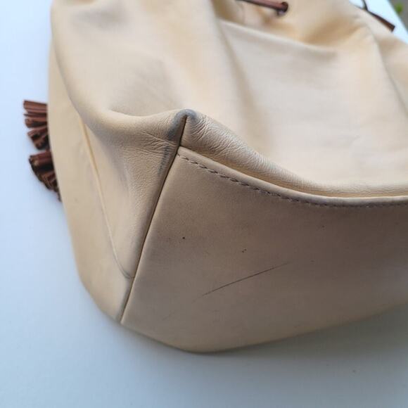 Dooney & Bourke Florentine Large Logan Cream Drawstring Shoulder Bag - Picture 11 of 15